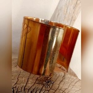 Gold Cuff Bracelet with Bee Charm